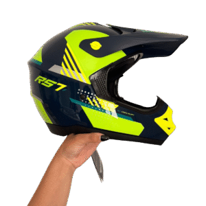 CASCO CROSS RS7F AZUL MARINO/VERDE TALLE L HAWK