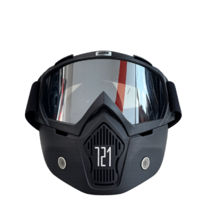 MASCARA CHOPERO NEGRA C/VISOR CROMADO HAWK
