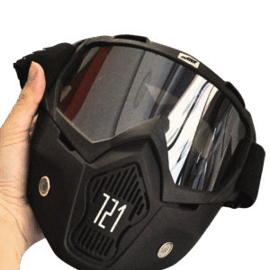 MASCARA CHOPERO NEGRA C/VISOR CROMADO HAWK