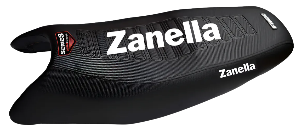 FUNDA ZANELLA RX 150 GRIP C/SERIGRAFIA Y ELASTICO MOD.POWER NEGRO GL