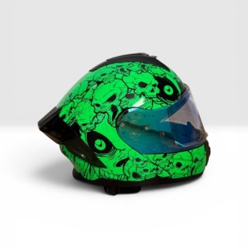 CASCO INTEGRAL REBATIBLE BOSTON SKULL VERDE/NEGRO TALLE XL EDGE