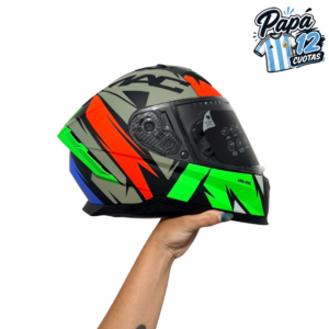 CASCO INTEGRAL 069 FORCE ARKANG DOBLE VISOR NEGRO/VERDE/ROJO TALLE L MAC