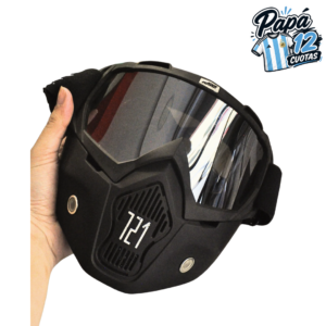 MASCARA CHOPERO NEGRA C/VISOR CROMADO HAWK
