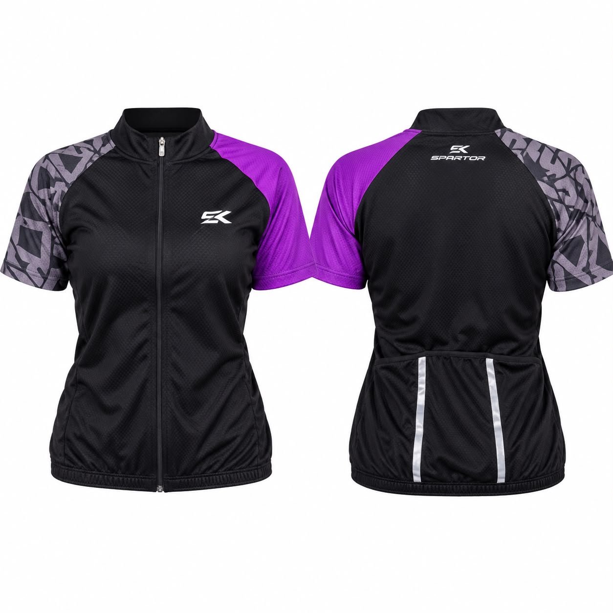 REMERA CORTA JERSEY P/BICI NAC UNISEX NEGRA/VIOLETA TALLE M SPEKTOR - Imagen 2