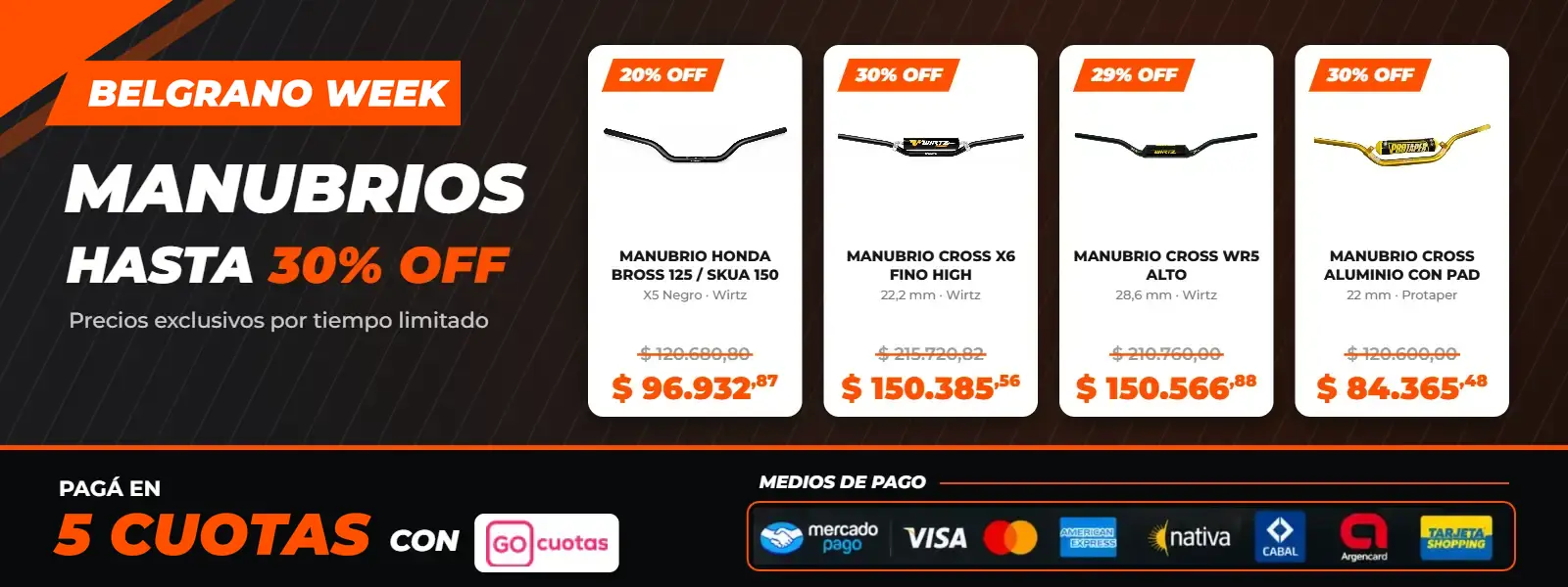 Belgrano Week: manubrios hasta 30% off