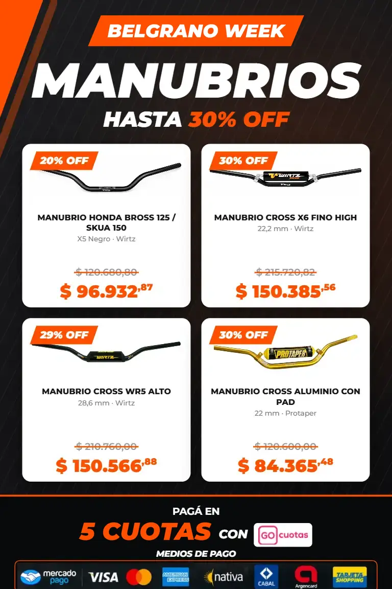 Belgrano Week: manubrios hasta 30% off
