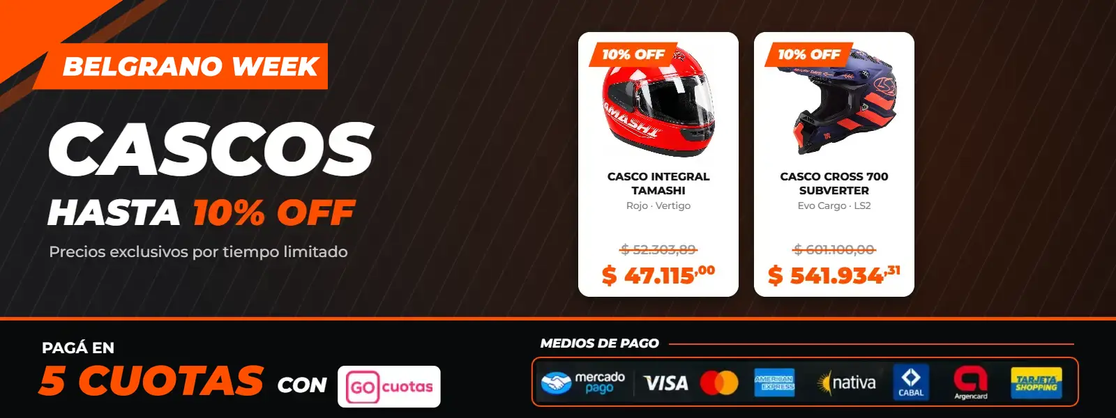 Belgrano Week: cascos hasta 10% off