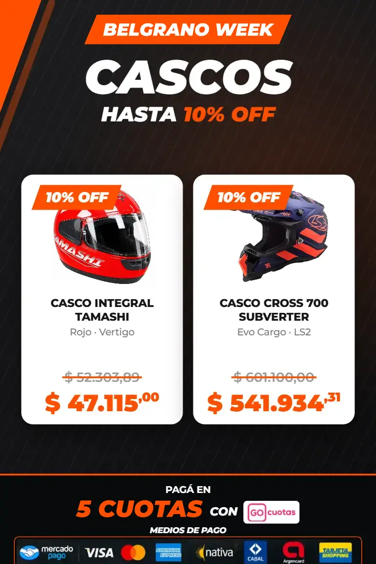 Belgrano Week: cascos hasta 10% off